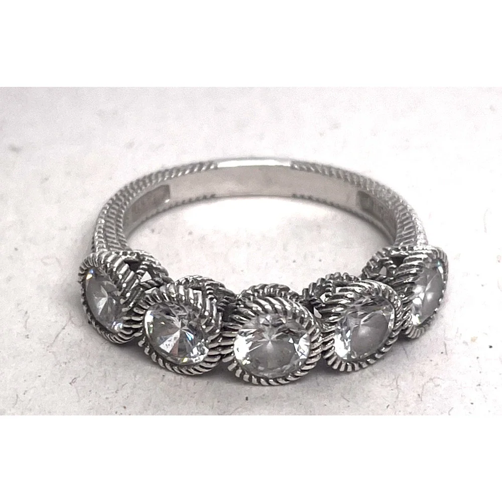 Judith Ripka 925 Sterling Silver CZ Eternity Band Ring Size 8.5